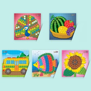 플레이콘 모자이크 5종 (시리즈 1)  공작새,과일바구니,버스,열대어,해바라기