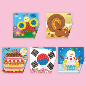 플레이콘 모자이크 5종 (시리즈 2)  나비,다람쥐,케익,태극기,눈사람